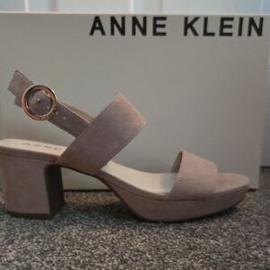 Anne Klein Women's Beige Block Heel Sandals